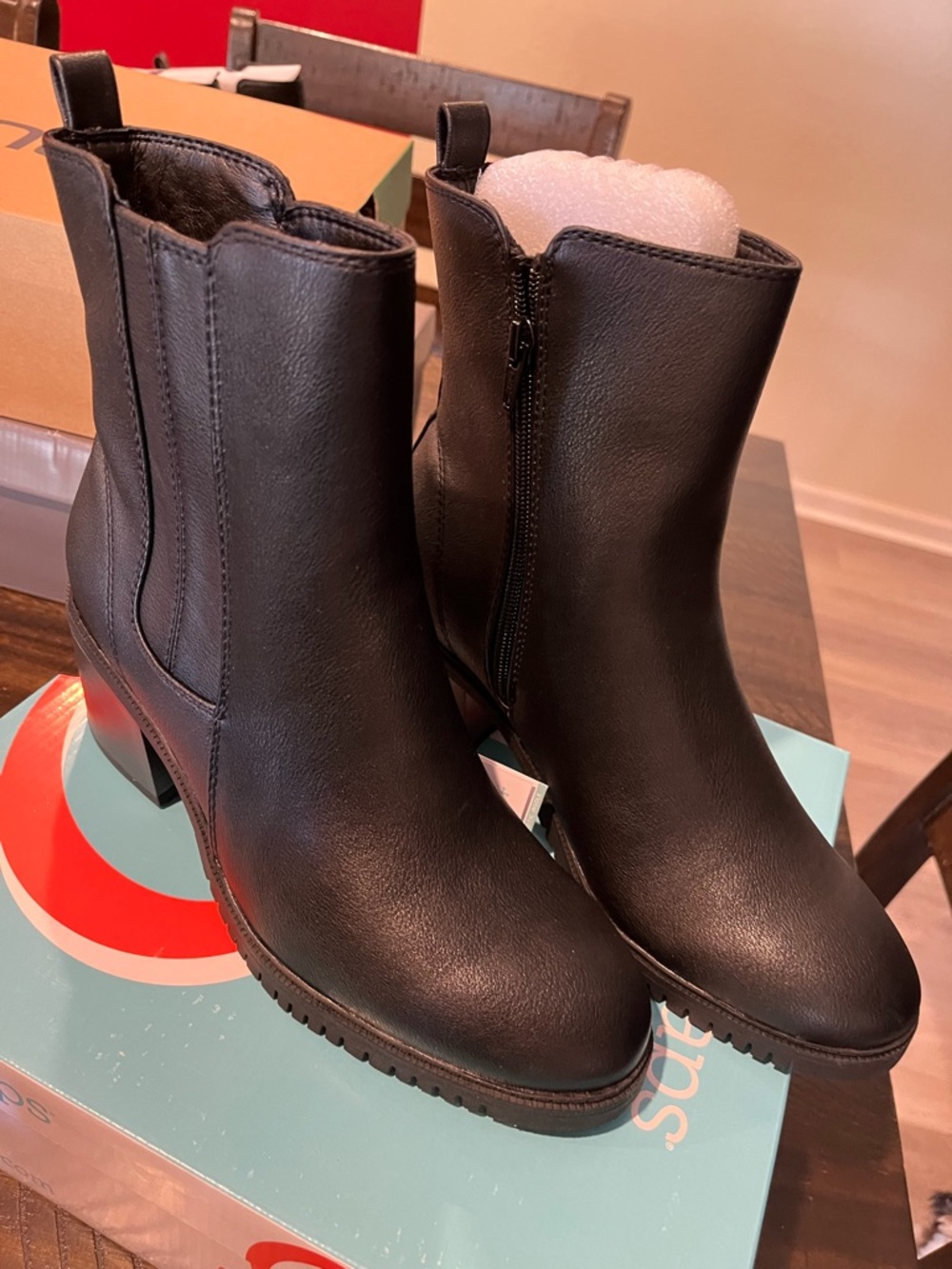 BareTraps Black Mid-Calf Zip Ankle Boots